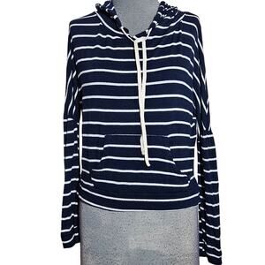 Navy Striped Lightweight Hooded Top Size Medium